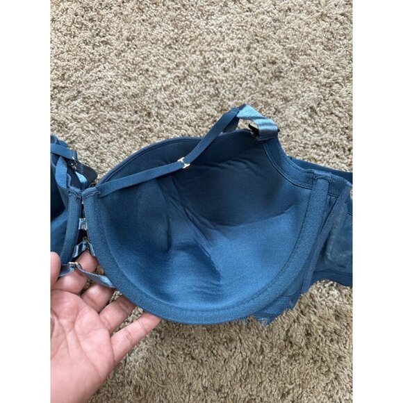 CACIQUE BALCONETTE BRA Turquoise Blue Floral Lace Light Line Wired 44DD - Picture 7 of 7